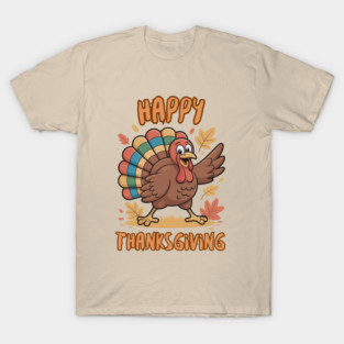 Cheerful Turkey With Autumn Leaves – Happy Thanksgiving Vibes T-Shirt