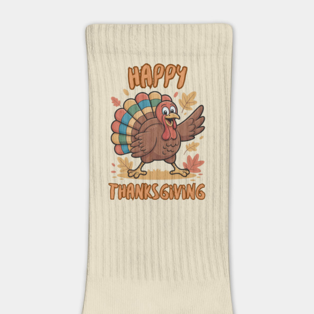 Cheerful Turkey With Autumn Leaves – Happy Thanksgiving Vibes by Creatifly Graphic Tees