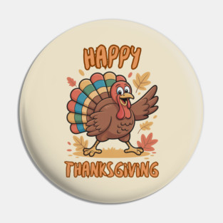 Cheerful Turkey With Autumn Leaves – Happy Thanksgiving Vibes Pin