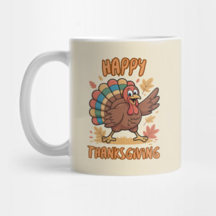 Cheerful Turkey With Autumn Leaves – Happy Thanksgiving Vibes Mug