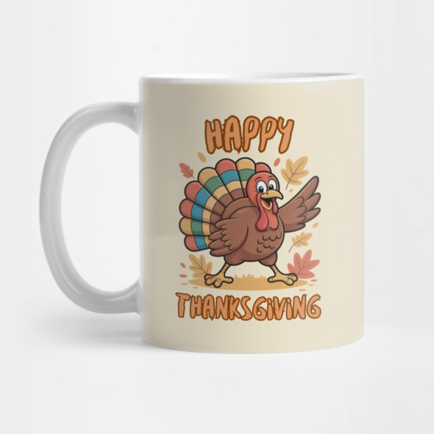 Cheerful Turkey With Autumn Leaves – Happy Thanksgiving Vibes by Creatifly Graphic Tees