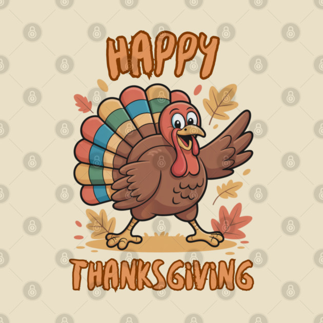 Cheerful Turkey With Autumn Leaves – Happy Thanksgiving Vibes by Creatifly Graphic Tees
