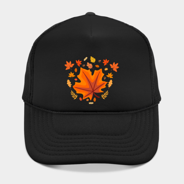 Bright Autumn Maple Leaf With Falling Fall Foliage by Creatifly Graphic Tees