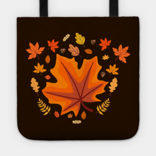 Bright Autumn Maple Leaf With Falling Fall Foliage Tote