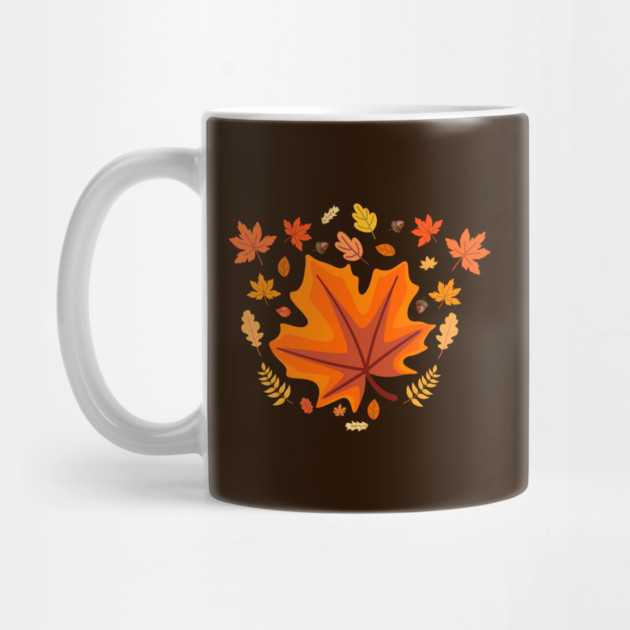 Bright Autumn Maple Leaf With Falling Fall Foliage by Creatifly Graphic Tees