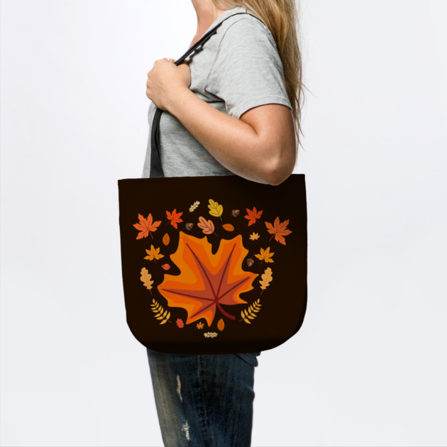 Bright Autumn Maple Leaf With Falling Fall Foliage by Creatifly Graphic Tees