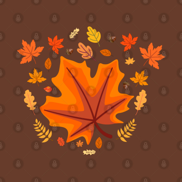 Bright Autumn Maple Leaf With Falling Fall Foliage by Creatifly Graphic Tees