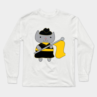Color Guard Cat Black and Yellow Gold Long Sleeve T-Shirt