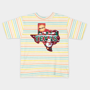 Texas-Christmas - Texas-Map-Western-Holiday-Vibes Kids T-Shirt