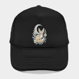 Fennec Fox with Moon and Florals Hat
