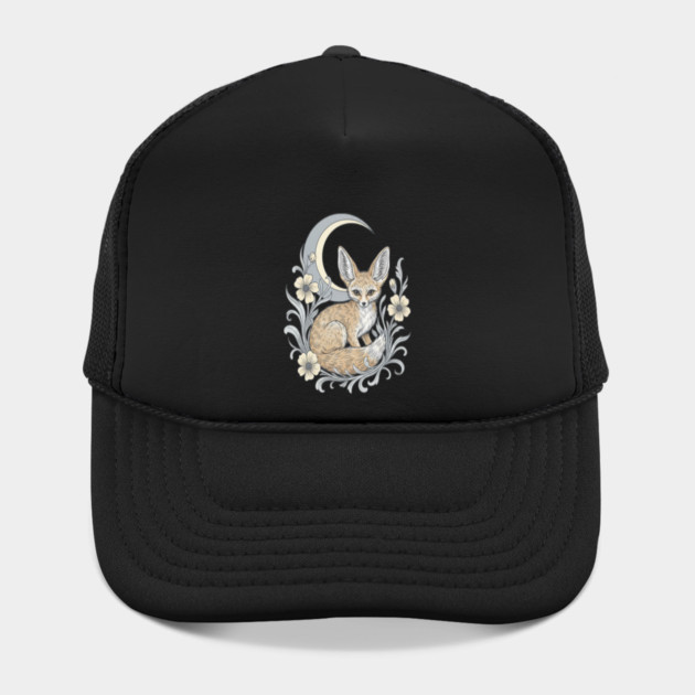 Fennec Fox with Moon and Florals by BirdsnStuff