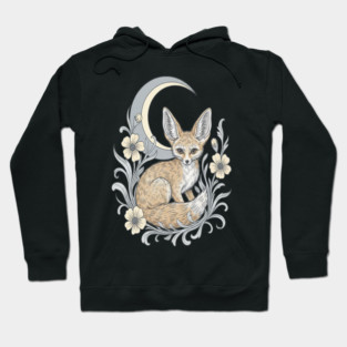 Fennec Fox with Moon and Florals Hoodie