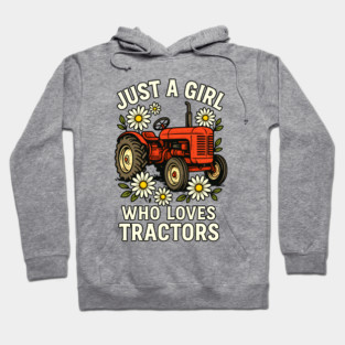Just A Girl Who Loves Tractors Daisy Tractor Farm Girl Retro Hoodie