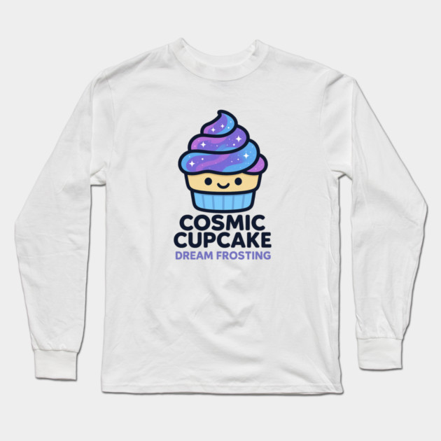 Cosmic Cupcake Dream Frosting – Cosmo Bites Kawaii Galaxy Dessert Design Long Sleeve T-Shirt by Anne Lee