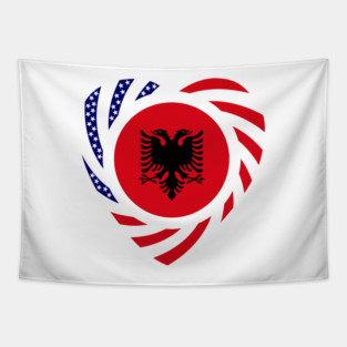 Albanian American Multinational Patriot Flag Series (Heart) Tapestry