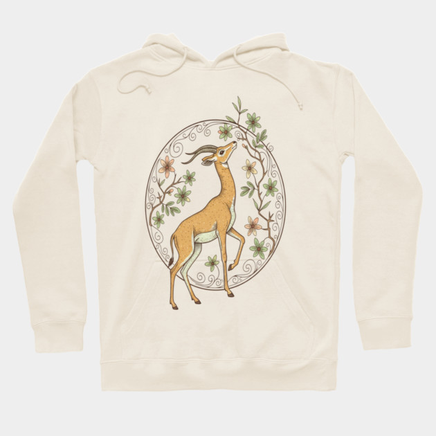 Gerenuk Antelope with Desert Florals Hoodie by BirdsnStuff