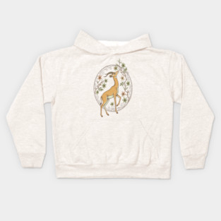 Gerenuk Antelope with Desert Florals Kids Hoodie