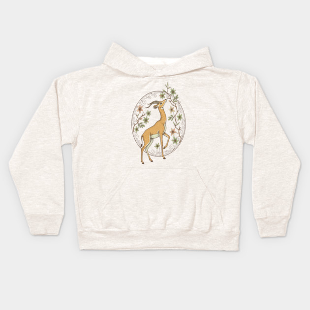 Gerenuk Antelope with Desert Florals Kids Hoodie by BirdsnStuff