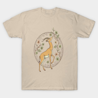 Gerenuk Antelope with Desert Florals T-Shirt