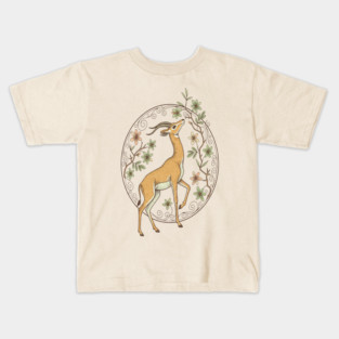 Gerenuk Antelope with Desert Florals Kids T-Shirt