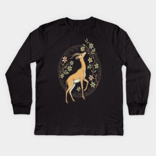 Gerenuk Antelope with Desert Florals Kids Long Sleeve T-Shirt