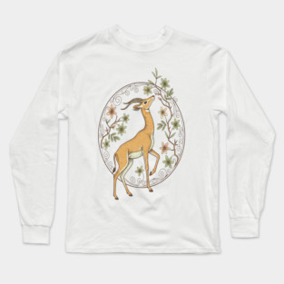 Gerenuk Antelope with Desert Florals Long Sleeve T-Shirt