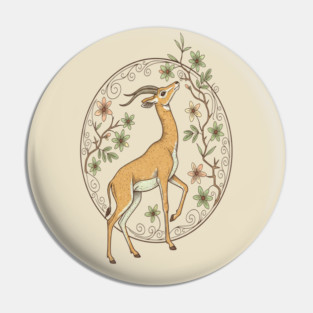 Gerenuk Antelope with Desert Florals Pin