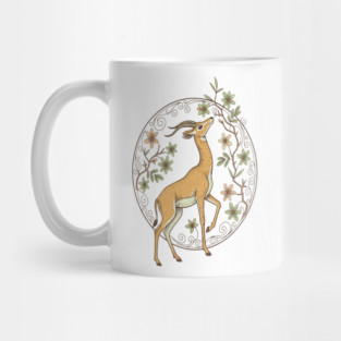Gerenuk Antelope with Desert Florals Mug