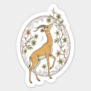 Gerenuk Antelope with Desert Florals Magnet