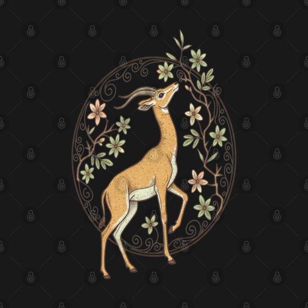 Gerenuk Antelope with Desert Florals by BirdsnStuff