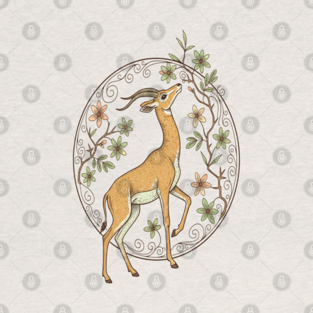 Gerenuk Antelope with Desert Florals by BirdsnStuff