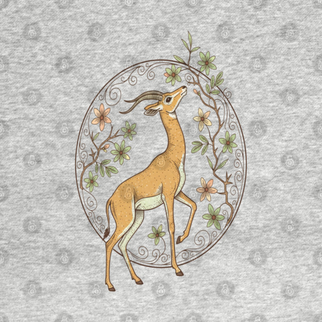 Gerenuk Antelope with Desert Florals by BirdsnStuff