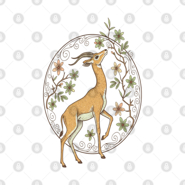 Gerenuk Antelope with Desert Florals by BirdsnStuff