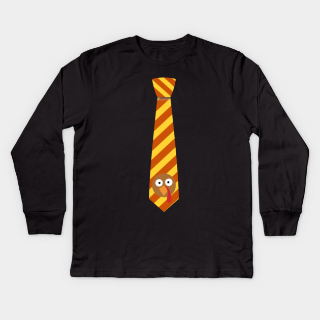 Striped Turkey Tie for Thanksgiving Fun Kids Long Sleeve T-Shirt by Creatifly Graphic Tees