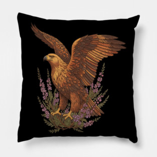 Golden Eagle with Highland Florals Pillow