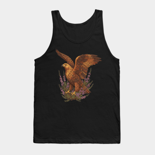 Golden Eagle with Highland Florals Tank Top by BirdsnStuff