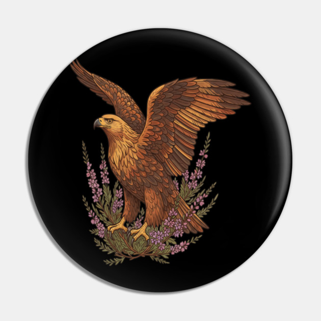 Golden Eagle with Highland Florals Pin by BirdsnStuff