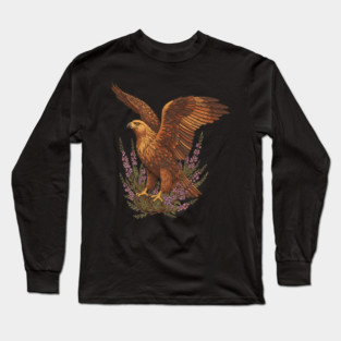 Golden Eagle with Highland Florals Long Sleeve T-Shirt