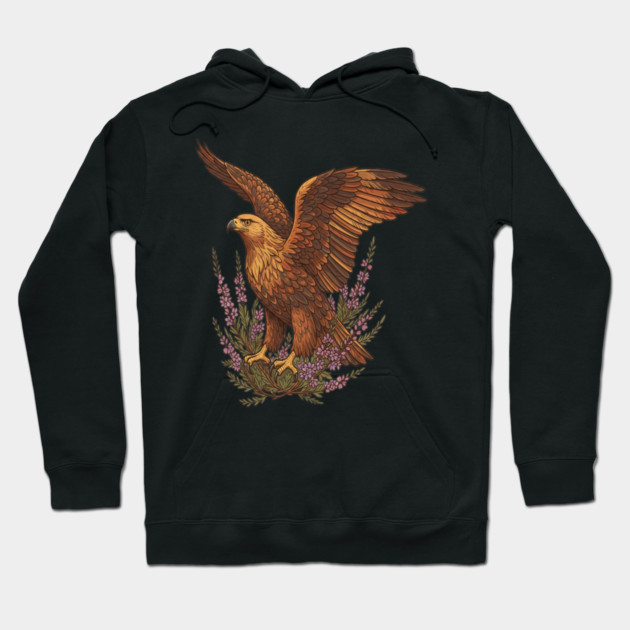 Golden Eagle with Highland Florals Hoodie by BirdsnStuff