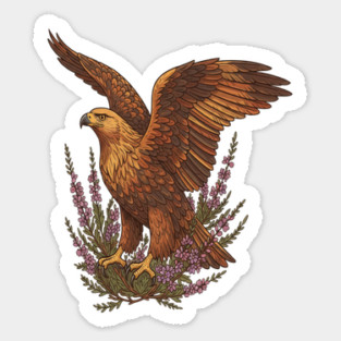 Golden Eagle with Highland Florals Sticker