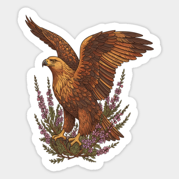 Golden Eagle with Highland Florals Magnet by BirdsnStuff