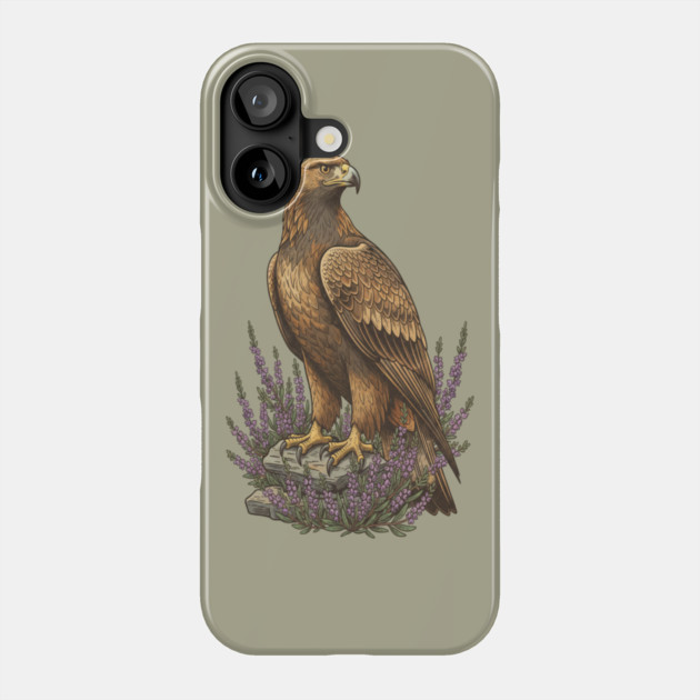 Golden Eagle with Heather Design Phone Case by BirdsnStuff