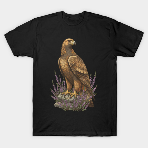 Golden Eagle with Heather Design T-Shirt by BirdsnStuff