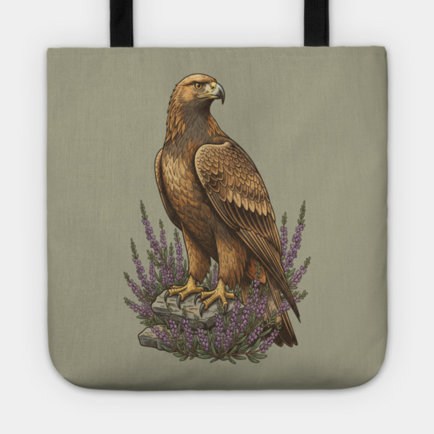 Golden Eagle with Heather Design Tote by BirdsnStuff