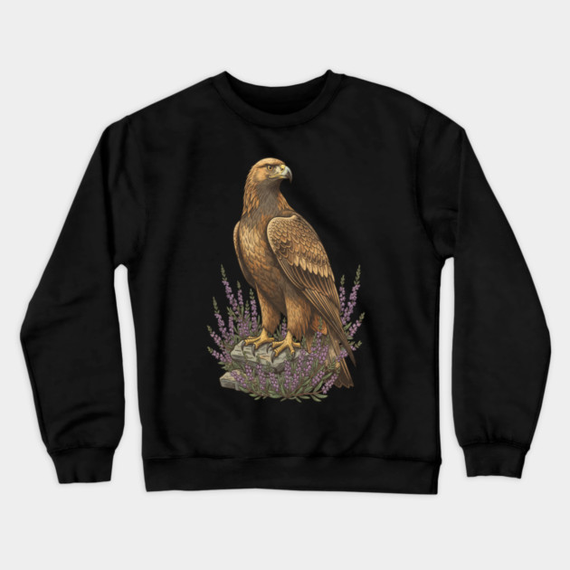 Golden Eagle with Heather Design Crewneck Sweatshirt by BirdsnStuff
