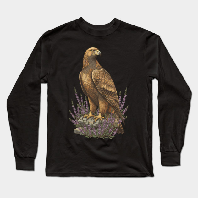 Golden Eagle with Heather Design Long Sleeve T-Shirt by BirdsnStuff