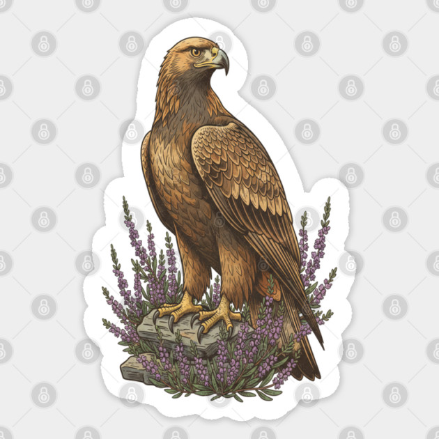 Golden Eagle with Heather Design Sticker by BirdsnStuff