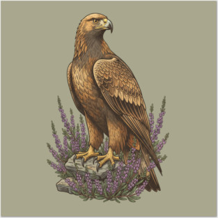 Golden Eagle with Heather Design Posters and Art