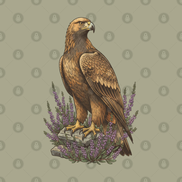 Golden Eagle with Heather Design by BirdsnStuff