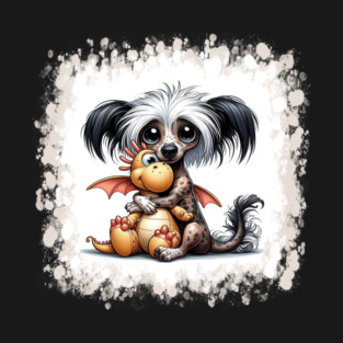 DigiPups Chinese Crested Dog Stuffed Dragon Toy Art T-Shirt